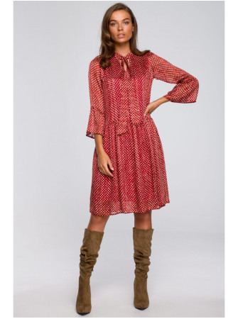 S237 Šifono suknelė su asimetrišku raštu - spalva