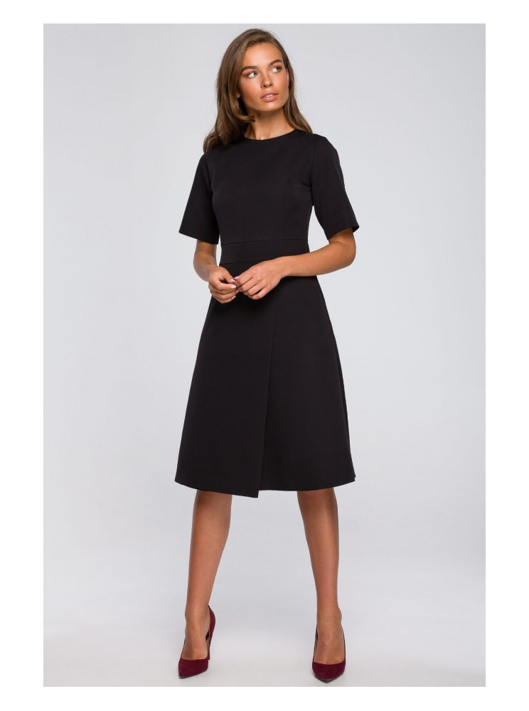S240 Suknelė su klostuota priekine dalimi - juoda