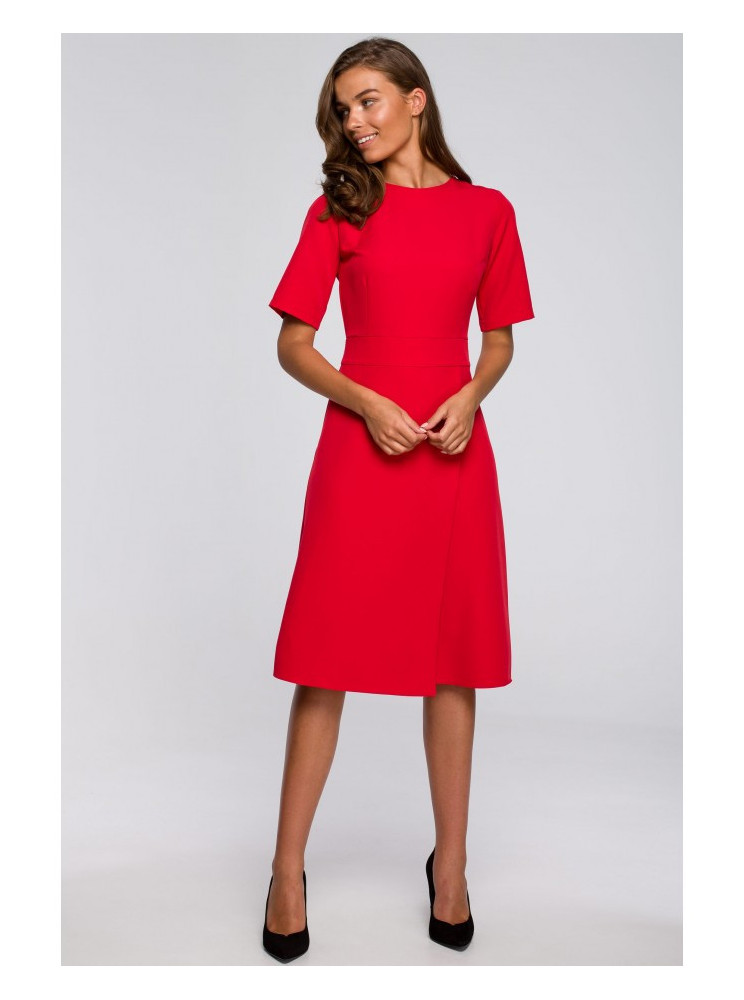 S240 Raštu priekyje suknelė - raudona
