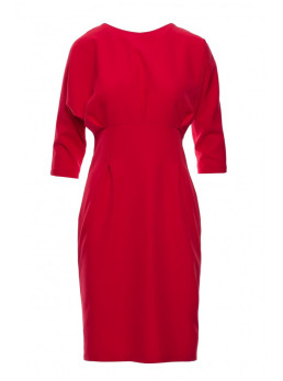 S242 Suknelė su šikšnosparnio rankovėmis - raudona