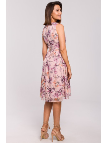 S225 Plunge-neck chiffon dress - model 2