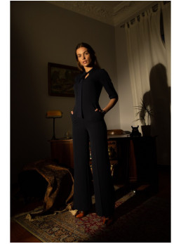 S243 Elegantiškas kombinezonas su kaklaraiščiu - juoda