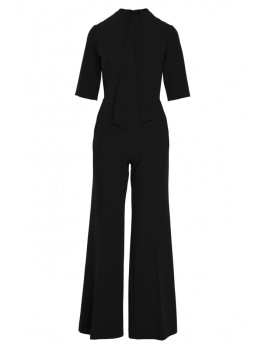 S243 Elegantiškas kombinezonas su kaklaraiščiu - juoda