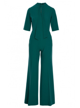 S243 Elegantiškas kombinezonas su kaklaraiščiu - žalia