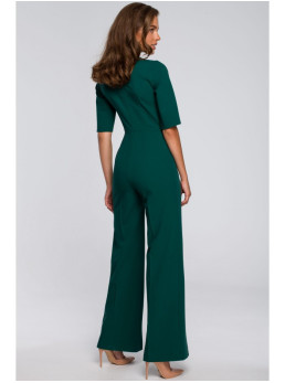 S243 Elegantiškas kombinezonas su kaklaraiščiu - žalia