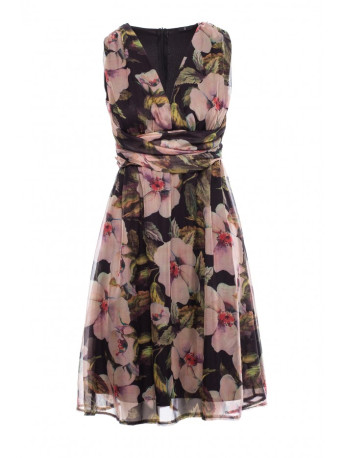 S225 Plunge-neck chiffon dress - model 3