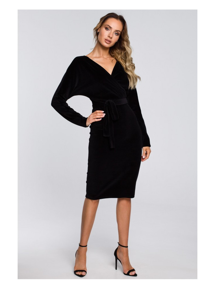 M561 Velvetinis suknelė-sijonas - juoda