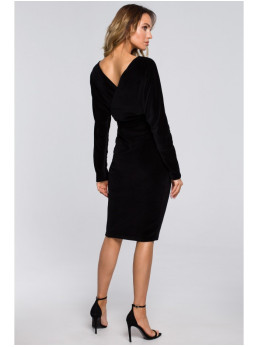 M561 Velvetinis suknelė-sijonas - juoda