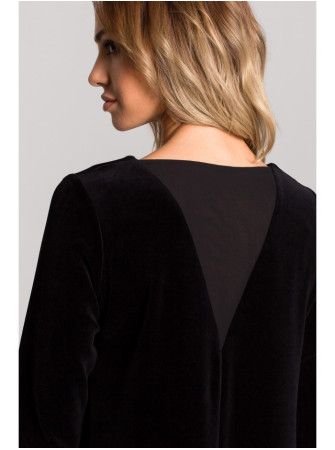 M566 Aksominė suknelė laisvu siluetu - juoda