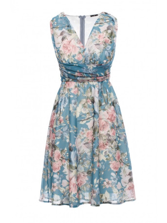 S225 Plunge-neck chiffon dress - model 4