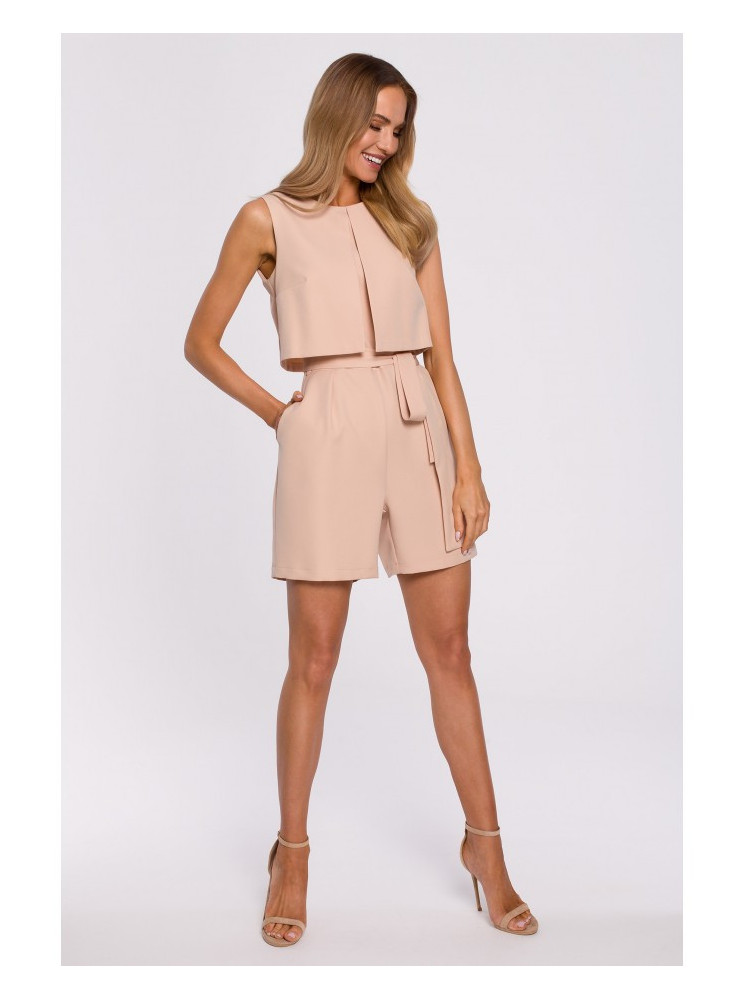 M574 Dvisluoksnis kombinezonas be rankovių - smėlio