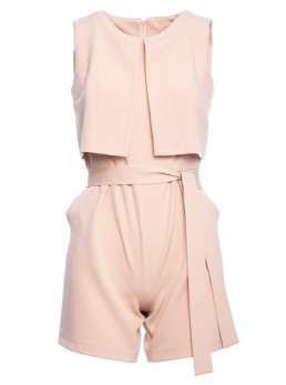 M574 Dvisluoksnis kombinezonas be rankovių - smėlio