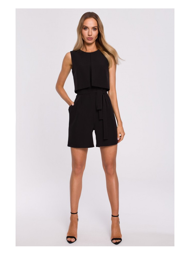 M574 Dvisluoksnis berankovis kombinezonas - juoda