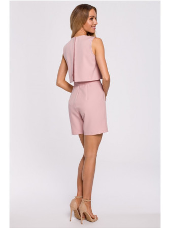 M574 Dvisluoksnis romperis be rankovių - pudros