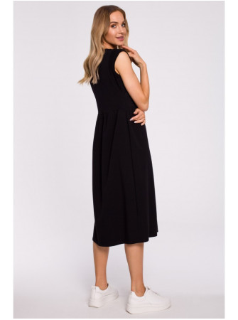 M581 Aukšto liemens suknelė be rankovių - juoda