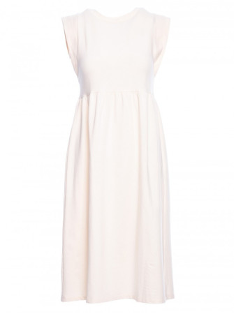 M581 Aukštu liemeniu suknelė be rankovių - kreminė