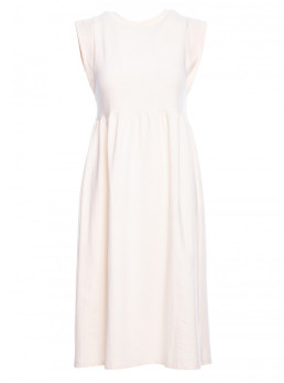 M581 Aukštu liemeniu suknelė be rankovių - kreminė
