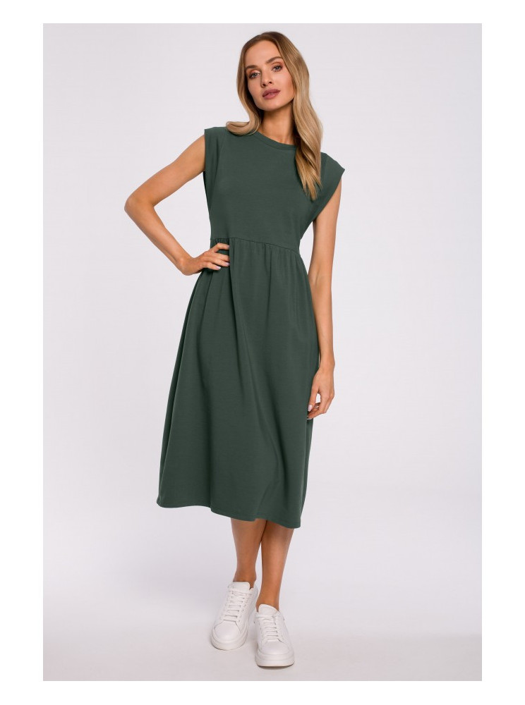 M581 Aukšto liemens suknelė be rankovių - military green