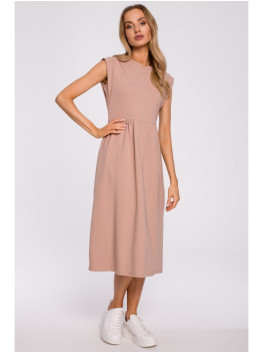 M581 Aukšto liemens suknelė be rankovių - mocca