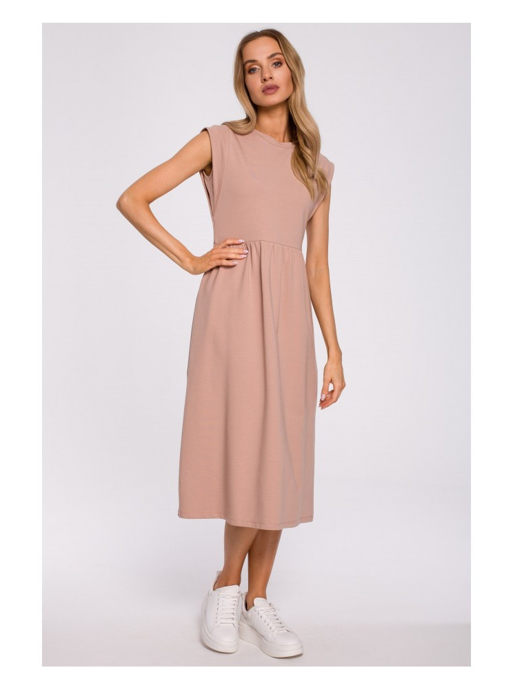 M581 Aukšto liemens suknelė be rankovių - mocca