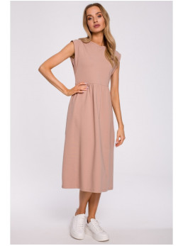 M581 Aukšto liemens suknelė be rankovių - mocca