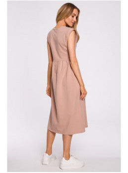 M581 Aukšto liemens suknelė be rankovių - mocca