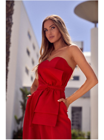 M571 Besiūlis kombinezonas be petnešėlių - raudona