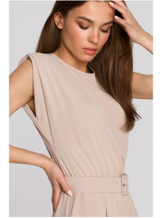 S259 Besiūlis kombinezonas be rankovių su paaukštintais pečiais - smėlio