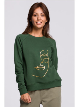 B167 Pullover top with a print in the front - lawn green