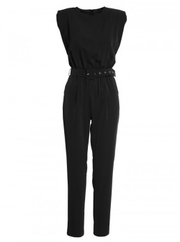 S259 Kombinezonas be rankovių su paaukštintais pečiais - juoda
