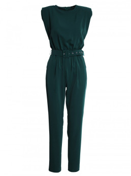 S259 Besiūlis kombinezonas su paaukštintais pečiais - žalia