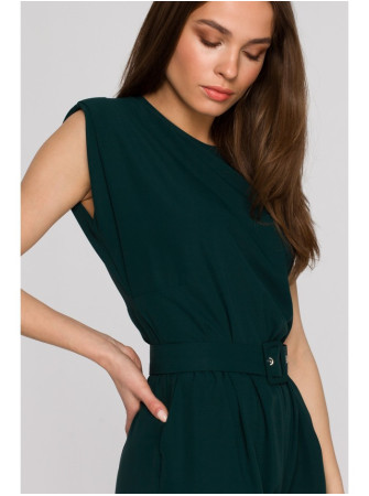 S259 Besiūlis kombinezonas su paaukštintais pečiais - žalia