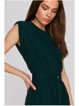 S259 Besiūlis kombinezonas su paaukštintais pečiais - žalia