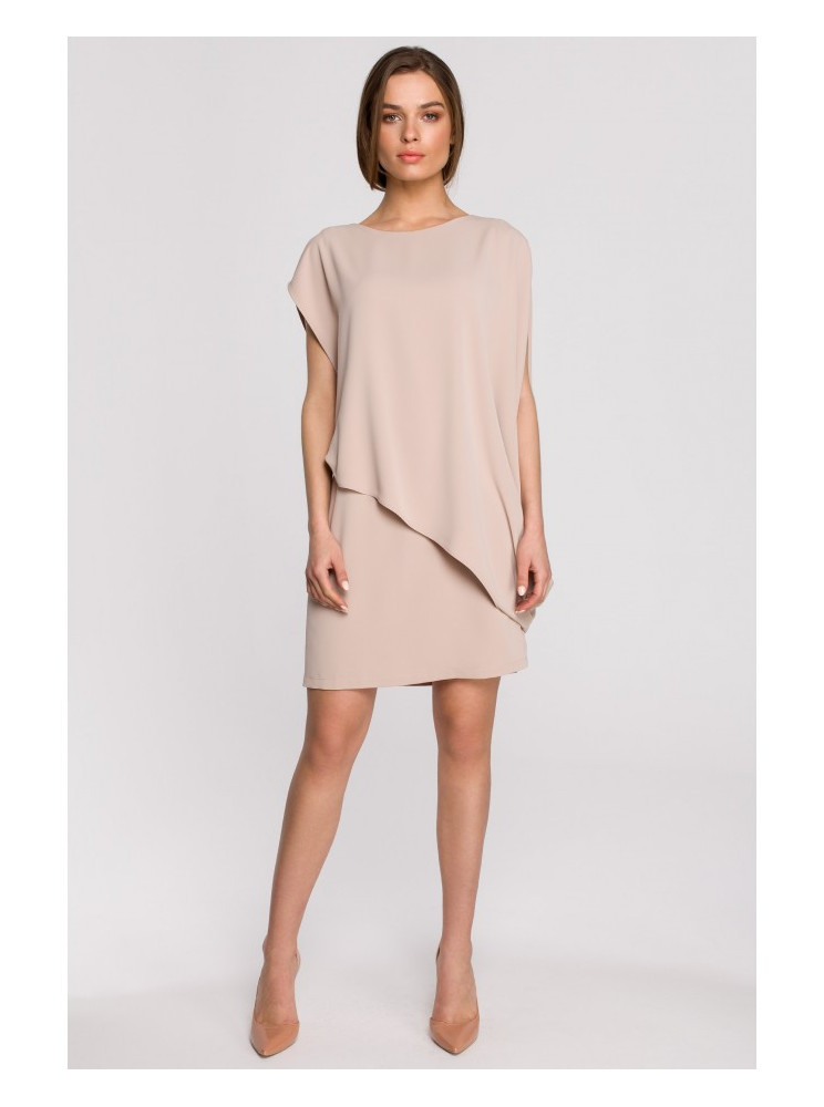 S262 Sluoksniuota suknelė - smėlio