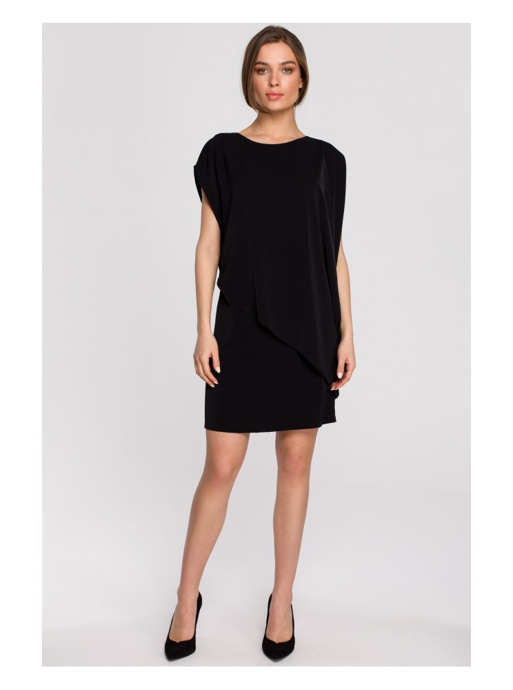 S262 Sluoksniuota suknelė - juoda