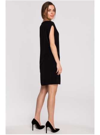 S262 Sluoksniuota suknelė - juoda