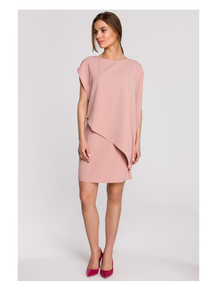 S262 Sluoksniuota suknelė - pudros