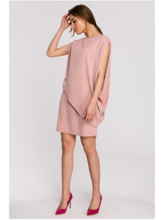 S262 Sluoksniuota suknelė - pudros