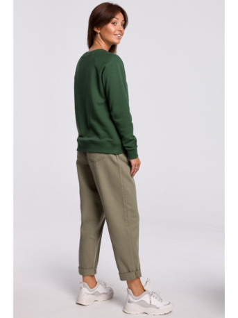 B167 Pullover top with a print in the front - lawn green