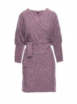 M631 Suvyniojama suknelė-megztinis su raišteliu - viržių