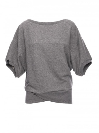 B048 Oversized blouse with a wrap detail - grey