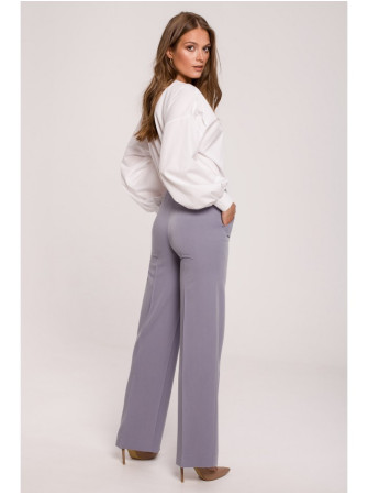 .K114 Klasikinio kirpimo tiesaus silueto kelnės - dove grey