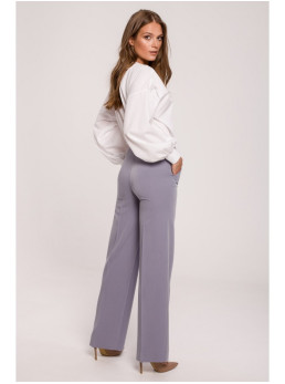 .K114 Klasikinio kirpimo tiesaus silueto kelnės - dove grey