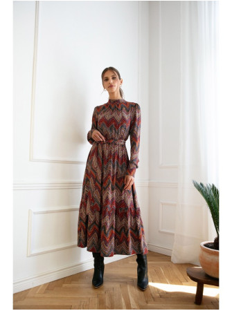 S291 Ilga suknelė su actekų raštu – 1 modelis - spalva