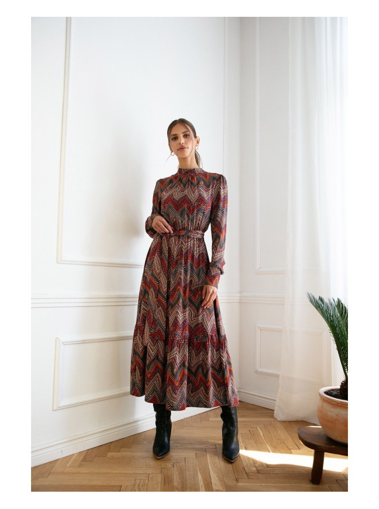 S291 Ilga suknelė su actekų raštu – 1 modelis - spalva