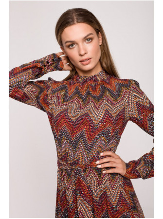 S291 Ilga suknelė su actekų raštu – 1 modelis - spalva