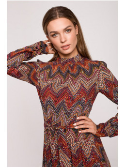 S291 Ilga suknelė su actekų raštu – 1 modelis - spalva