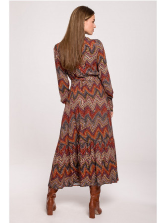 S291 Ilga suknelė su actekų raštu – 1 modelis - spalva