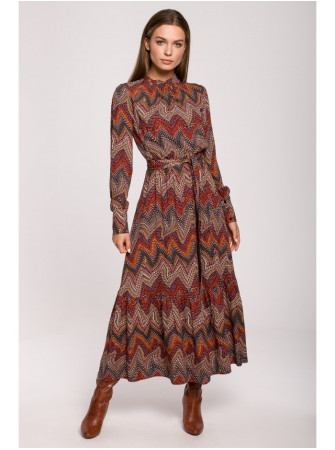 S291 Ilga suknelė su actekų raštu – 1 modelis - spalva