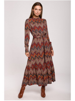 S291 Ilga suknelė su actekų raštu – 1 modelis - spalva